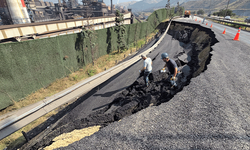 Karayolu çöktü, yol trafiğe kapandı