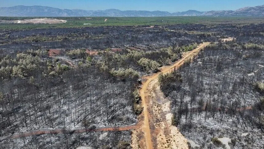 Antalya'da yanan ormanlık alanlar havadan görüntülendi